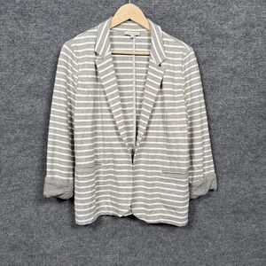 Skies Are Blue Size Large Blazer White Gray Striped Rayon Blend STYLE#: 21862